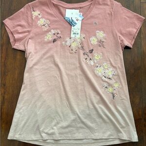 BRAND NEW Uniqlo Hokusai Blue Floral Pink Women's Top Size XL